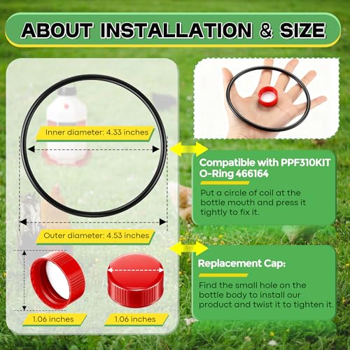 Poultry Fountain Renewal Waterer Part, 10 Replacement Cap,4 O Ring,Red | Compatible with Miller PPF3/PPF5/PPF7,Compatible with Farm-Tuff 3/5/7 Gallon Poultry Founts - color: Red