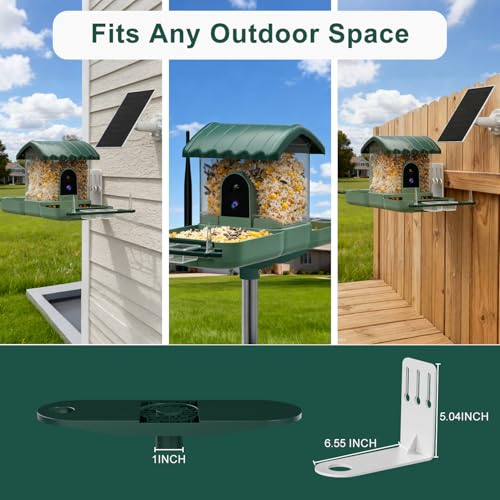 Bird Feeder with Camera for Outdoors, 2-in-1 Dual Camera Smart Combo - Separate Cameras Capture Feeding & Bathing Zones, Solar Powered 2K HD Live View, AI Recognition, Waterproof Backyard Gift