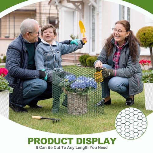 All-in-One 200 Inch Plant Protectors from Animals Kit - 0.85mm Heavy Duty Chicken Wire Cloche,Free-Cut Wire Mesh Roll Includes Pliers, Gloves, Ties, Stakes for Custom Outdoor Cages (12 * 200 Inch) - size: 12*200 Inch
