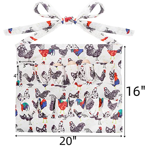 AVLA Chicken Egg Collecting Apron, 12 Deep Pockets Egg Gathering Holding Aprons, Farmhouse Egg Carrier Apron for Hens, Duck, Goose Eggs, Women, Adults, Housewives