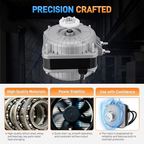 YZF10-20 Fan Motor AC 120V 10/55W 60HZ 1550rpm Shaded Pole Condenser Motor | Compatible with Atosa Avantco Refrigeration Equipment Freezer Radiator Evaporator, Small Ventilation Equipment