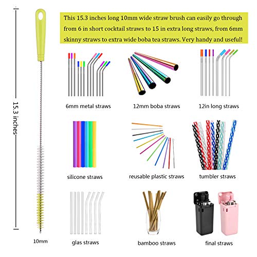 ALINK 8-Pack Bottle Cleaning Brush Set - Long Bottle Cleaner for Washing Beer/Wine Narrow Neck Bottles, Hummingbird Feeder, Sport Well, Plus Kettle Cleaner, Straw Brush - color: Light Green