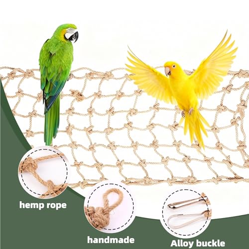 Parrot Climbing Rope Net – Multi-Size Colorful Bird Hammock, Ladder & Chew Toy with 4 Hooks for Cage, Cockatiel, Budgie, Parakeet, Rat & Small Pets