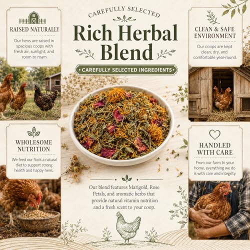 MAQIHAN 20oz Chicken Nesting Herbs - Dried Poultry Herbs for Coop Boxes | Natural Bedding Decor for Hens, Ducks, Laying Areas, Box Pads, Habitat Refresher, Winter Supplies, Vacuum Packed - size: 1.25 Pound (Pack of 1)