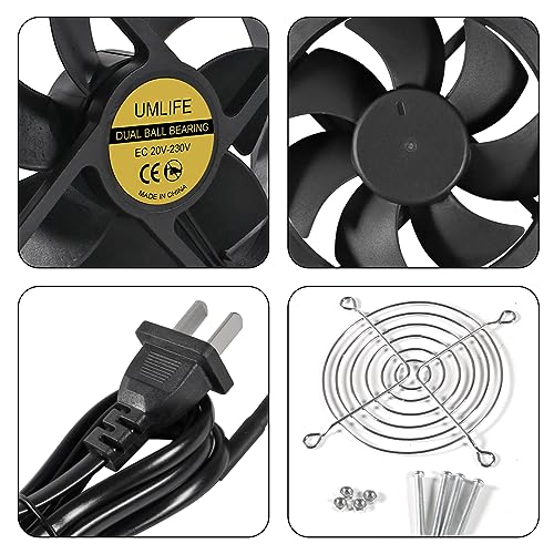 UMLIFE 2Pack AC Power Axial Fan 110V 120V 9025 90mm x 25mm Dual Ball Metal for DIY Ventilation Exhaust Projects Cooling - color: 90x25mm