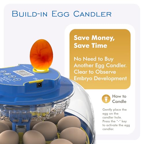 OtterVerz 11 Egg Incubators for Hatching 18-36 Chicken/Quail/Turkey Eggs, 360° View Poultry Incubator with Automatic Egg Turning and Humidity Control, Suitable for Farm, Classroom, Home