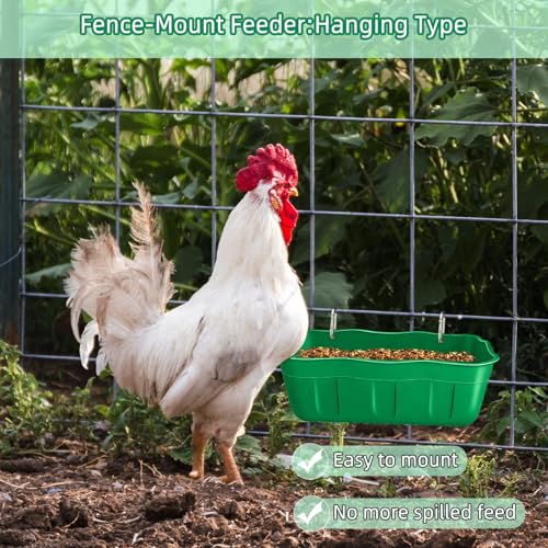 Chicken Feeder Waterer,Hanging Goat Feeders,Feed Trough 3.5 Quart 3 Pack,Hanging Fence Feed Trough for Poultry Livestock,Green - color: Green, size: 3.5 Quart (3 Pack)