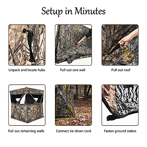 Tangkula 3 Person Pop up Ground Blind, Portable Hunting Blind with Mesh Windows, Carrying Bag & Ground Stakes, Camouflage Hunting Tent with Hub System, Camo Deer Blinds for Hunting - style: Slide Window