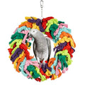 Parrot Swing for Large Birds | Colorful cotton rope hanging ring. Fits African Grey, Cockatoo, Conure, Parakeet. Encourages chewing, exercise, snuggling. - size: Parrot Swing