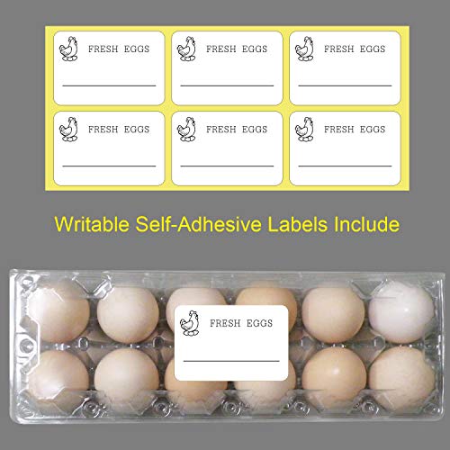 Large Plastic Egg Cartons 30 Packs with Sticker Labels for 12 Eggs, Cheap Bulk Egg Tray Egg Container Holder for Refrigerator, Storage, Family, Chicken Farm, Market, Camping