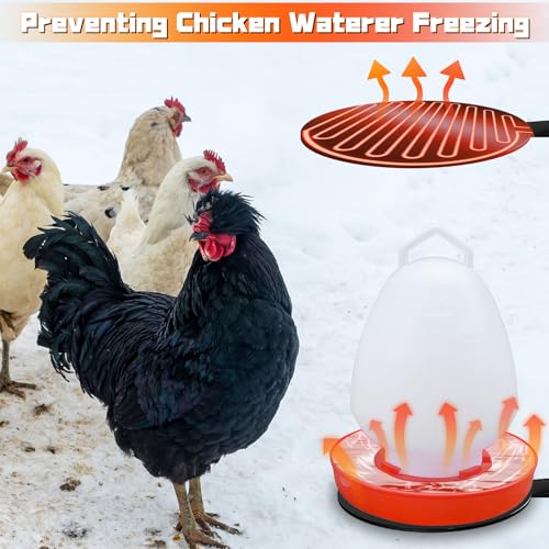 Heated Chicken Waterer Base, 6" Energy Saving Poultry Water Heater for Winter - Prevents Freezing for 1 to 5 Gallon Buckets, for Ducks, Geese, Turkeys, Chickens,1 PC
