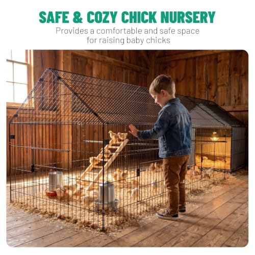 NUGRIART Metal Chicken & Duck Coop with Run – 130”x40”x40 Waterproof Poultry Cage, Portable Chicken Run, Ideal for Chicks, Hens & Ducks - size: 123.0"L x 38.0"W x 34.0"H