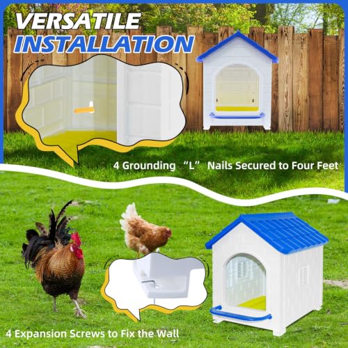 Waterproof Plastic Chicken Nesting Box & Compact Hen House for Coop | Comes with Washable Nesting Pad, Easy-Clean Spacious Nesting Box, Suitable for Hens, Ducks, Rabbits & Backyard Poultry - color: Blue