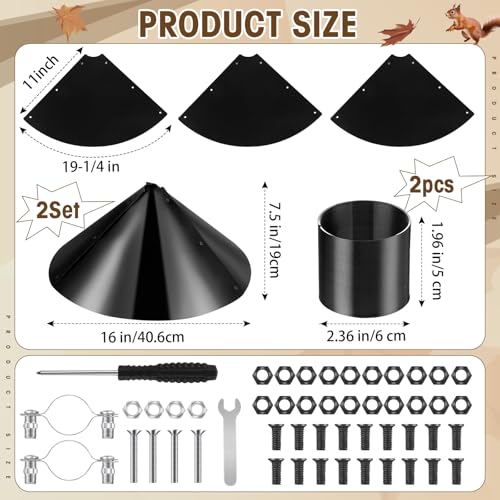 2 Set 19 Inch Squirrel Baffle and Squirrel Barrier Spring Device Metal Coil for Bird Feeder Pole, Outside Pole Mount Stopper & Bird House Guard for Outdoor Shepherd Hooks (Black) - color: Black