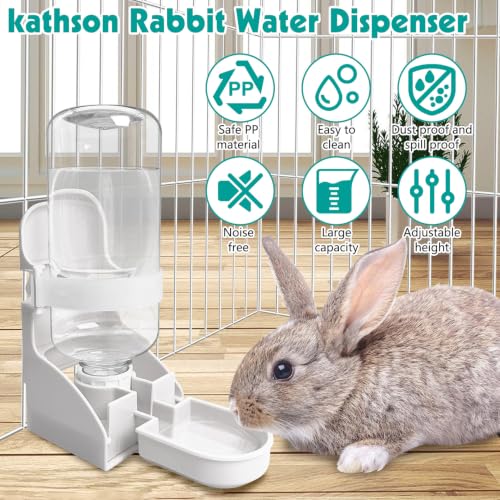 kathson Rabbit Water Bottle, 17oz Hanging Water Fountain Automatic Dispenser No Leak WaterFeeder for Bunny Chinchilla Guinea Pig Hedgehog Ferret - size: 1PCS Water Dispenser, White