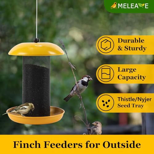 Finch Feeders for Outside, Finch Feeder for Nyjer/Thistle Seed, 2.5 lbs Seed Capacity - color: Yellow(finch)