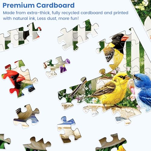 500 Pieces Puzzle for Adults,Birds Bath Flower Fence Puzzle,Recycled Cardboard Animals Jigsaw Puzzle 500 Pieces,Challenging Game Home Decor Birthday Party Gift Toy for Adults Seniors 20.5 * 15 in - color: Bath Birds