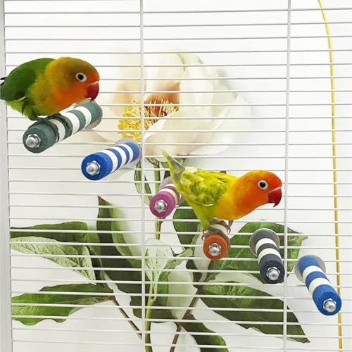 Ceramic Claw Grinding Perch for Cockatiels & Small Birds, Removable Bird Perch with Stainless Steel, Nail File Perch, Beak Trimmer & Comfortable Cage Stand for Parakeets, Conures (#1, 0.8" W x 7.8" L)
