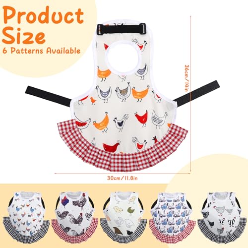 6 Pcs Chicken Saddle for Hens, Chicken Aprons Back Protector | Chickens Vest Jacket Saddles for Hens for Poultry Hen Feather Fixer Supplies (Adjustable Strap, Chicken) - style: Adjustable Velcro, Chicken Theme