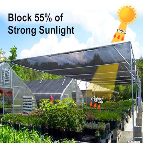 LOVE STORY 6x12FT 55% Black Shade Cloth Sun Shade Net UV Resistant Mesh Tarp Plant Cover Sunblock Net for Garden,Greenhouse,Vegetables,Flowers | HDPE Fabric, Mesh Tarp without Grommets, Sunblock Net for Greenhouse, Sun Screen for Chicken Coops and Dog Ken