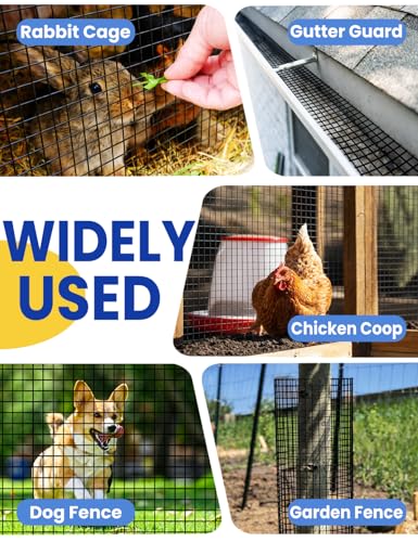 19 Gauge 1/2 inch 48inch×100.1ft Black Hardware Cloth Chicken Wire Fence, Galvanized Steel Vinyl Coated Wire Mesh Roll Supports Poultry Netting Cage Fence - size: 1/2inch 48"x100'
