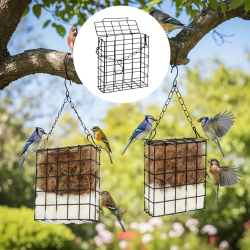 2Pcs Hummingbird Nesting Material Cage Holder with Natural Mixing Cotton Material, Refillable for Bird Lover Hummingbird House