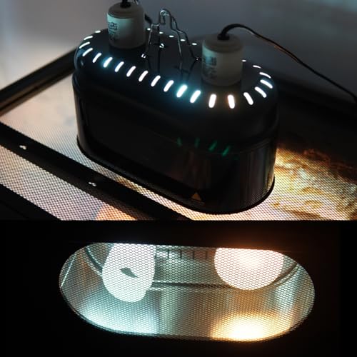 Reptile Light Fixture – Dual Dome with Ceramic Socket – Dual Use for Heat Lamp Emitter & Basking Bulbs & UVB Bulbs – Ideal for Bearded Dragon, Snake, Chameleon, Turtle & Terrarium Tank Accessories - style: Dual Dome