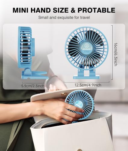 JZCreater USB Desk Fan, Mini Fan Portable, 3 Speeds Desktop Table Cooling Fan, Plug in Power Fan, Rotation Strong Wind, Quiet Personal Small Fan for Home Desktop Office Travel Bedroom, Blue - color: Blue01