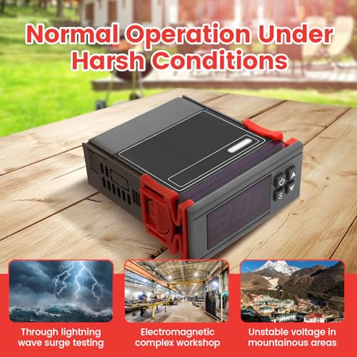 4PCS STC-1000 Digital Temperature Controller Thermostat with NTC Waterproof Sensor Probe – Dual Relay Heating & Cooling Control, ℃/℉ Display, AC 110V–220V 10A for Incubator Fridge 3D Printer Aquarium