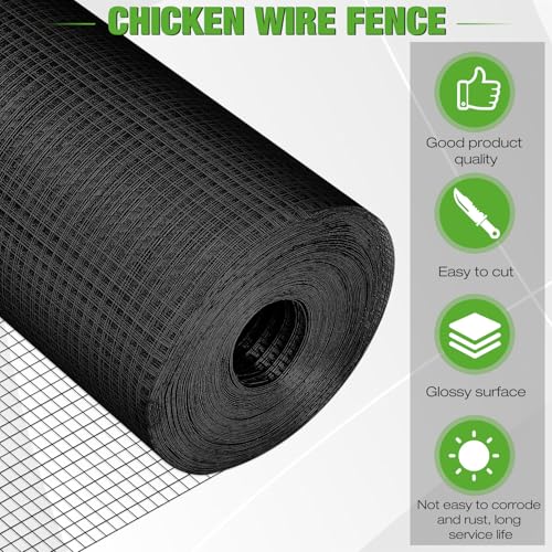 Tatuo Hardware Cloth 1/2 Inch 24in x 150ft Hot Dip Galvanized After Welded Cage Mesh Rolls 21 Gauge Metal Chicken Wire Roll Wire Fencing Poultry Netting for Raised Garden Rodent Animals - color: Black, size: 24in X 150ft