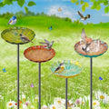 Metal Flower Bird Bath for Outside, Small Hummingbird Bath Bowl Detachable Birdfeeder Bowl Garden Decor for Outdoor Yard Lawn (4PCS-Flowers) - style: 4PCS-Flowers