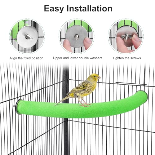 FrgKbTm U Shape Parrot Perch Stand Toy Bird Platform Sand Paw Grinding Clean Stick Exercise Conure Budgie Cockatiel Cage Accessories (Green Corner Medium)