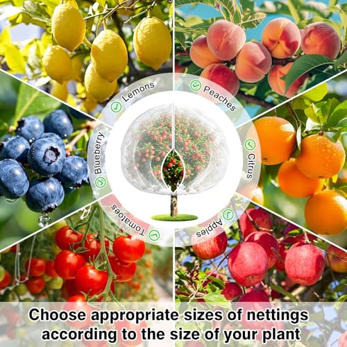 4PCS 10Ft × 10Ft Fruit Tree Netting with Zipper and Drawstring, 60 Mesh Thickened Garden Bird Netting for Blueberry Bushes, Fruits, Vegetables, Insect Bird Barrier Mesh Protective Cover - size: 10Ft × 10Ft