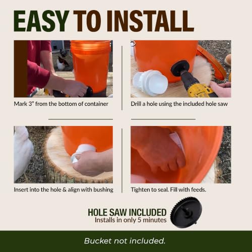 Poultry Pro DIY Chicken Feeder Kit, Weatherproof, 3 Ports & Hole Saw | As Seen on Shark Tank, Gravity Fed Chicken Feeder, for Buckets, Barrels, Bins & Troughs, Poultry Feed (Bucket Not Included) - style: Original Feeder 3 Pack