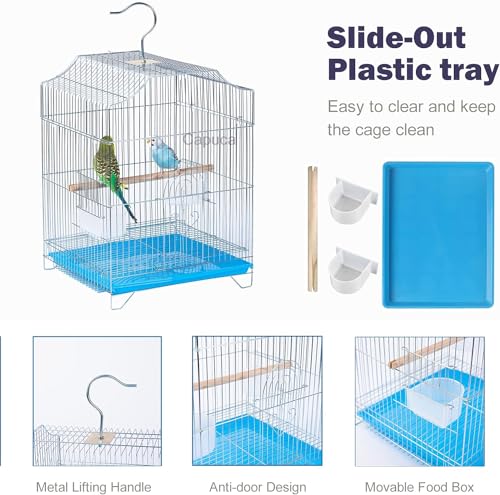 Small Bird Cage, Lightweight Foldable Hanging Cage with Removable Tray | Easy to carry and clean, ideal for travel, outings and vet visits with parakeets, canaries, lovebirds and finches. - size: 13.0"L x 11.8"W x 17.7"H