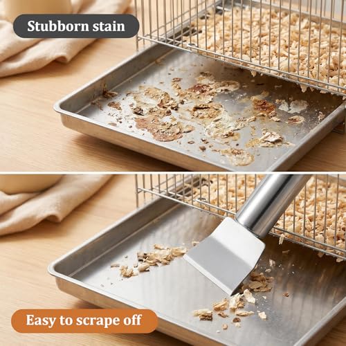 4Pcs Bird Cage Cleaner Brush Kit,Birdcage Cleaning Brush with Long Handle,Bird Cage Accessories Stainless Steel Poop Remover Shovel Fork Cleaner for Small Animal Cages - color: Set A