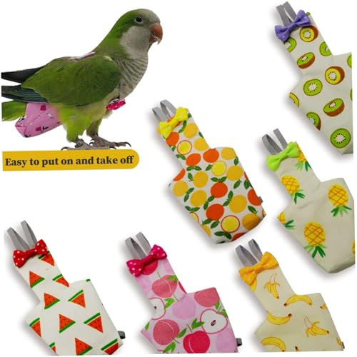 6PCS Washable Reusable Bird Diapers with Waterproof Lining & Adjustable Straps – Soft Parrot Diaper Clothes Costume Set for for Parakeets, for Budgies, for Mini Macaws (S) - size: S