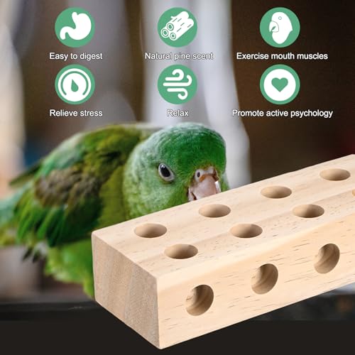 M METERXITY Bird Chew Play Thing, 1.22x2.2x5.9 in Pine Wood Parrot Bird Perch Stand Teeth Chew Bite Games for Parrots/Cockatiels/Parakeets - size: 1.22x2.2x5.9 in