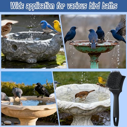 2 Pcs Bird Bath Brush Black Hard Bristle Cleaning Brush with Ergonomic Handle Utility Bird Bath Scrub for Bird Feeder Bath Accessories Fountain Outdoor Cleaning