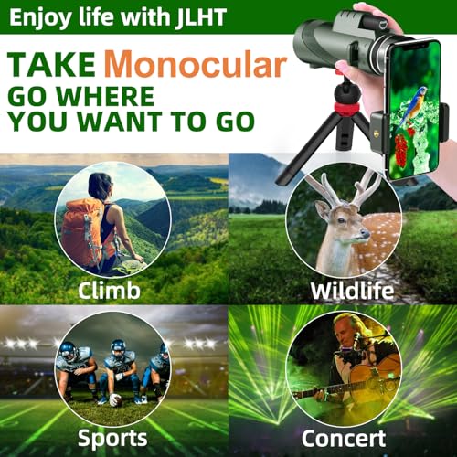 40X60 High Power Monocular Telescope with Tripod & Phone Adapter, HD Low Light Vision for Adults, Perfect for Wildlife Watching, Hiking, Camping and Sporting Events - color: Green 40