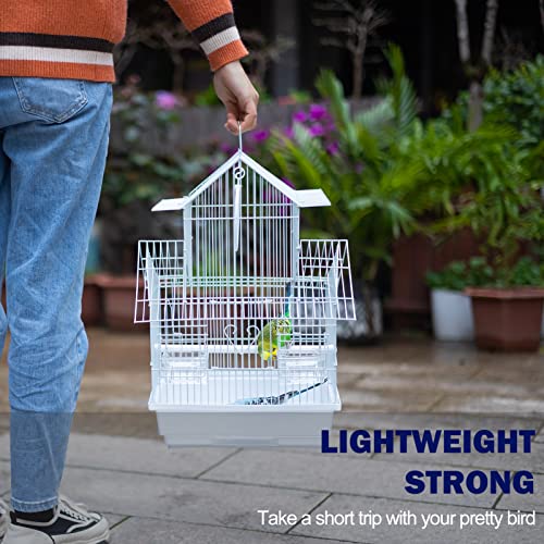 Small Bird Cage, 22-Inch Tall Hanging Cage with Removable Tray | Easy to carry and clean, ideal for temporary housing, camping and vet visits with parakeets, canaries, lovebirds and finches. - size: 13.5"L x 11.2"W x 22.0"H
