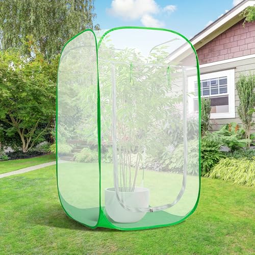 59" x 35" x 35" Pop Up Garden Mesh Plant Cover, Plant Protectors Mesh Plant Enclosure, Garden Net Cage Pest Protection Guard Tent with Storage Bag for Protect Plant Vegetable Fruit from Birds Insects - color: 59 X 35 X 35 Inch