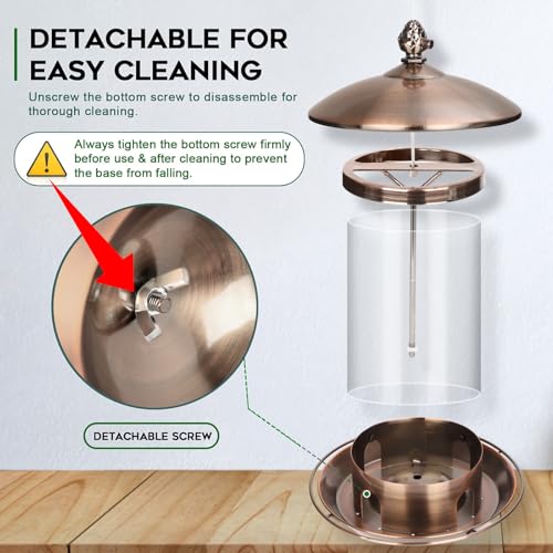 Gbekery Metal Bird Feeders for Outdoors Hanging, Weather Resistant Wild Bird Feeder with 360 Degree Feeding Tray, Copper - color: Copper