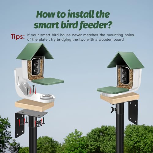 79 Inch Bird Feeder Pole Kit, 5-Prong Base, Hanging Hook | Heavy-Duty Metal Pole, for Bird Houses, Garden Décor, Backyard and Patio Use - size: 79 inch