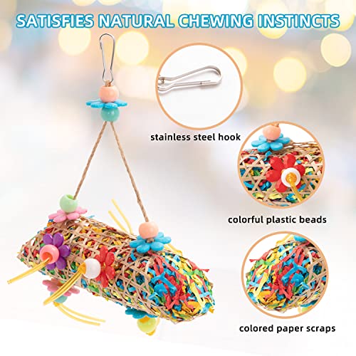 RLRICH 6 Pack Bird Colorful Chewing Toys Parrot Foraging Shredder Toys Shred Hanging Foraging Toys,Comfy Perch Parakeet Toys for Rope Bungee Bird Toy