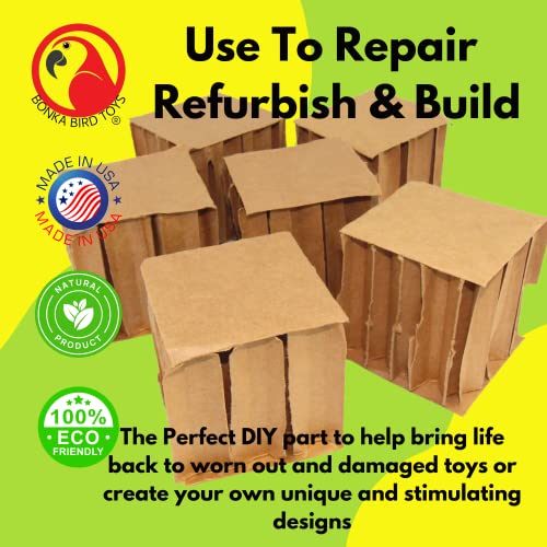 Bonka Bird Toys 2296 Pk6 3" Square Cardboard Cubes Parrot Chew Foot Talon Cage Toy, Conure, Amazon, African Grey, and Similar - size: 6pcs - 3"