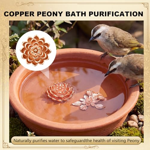 4 Pcs Mini Bird Bath Copper Ornaments Bird Bath Purification Disk Birdbath Cleaner Single 1 oz Weight Universal Fit for Outdoor Birdbaths, Bowl (Bouquet, Lotus,Triple Blossom, Laurel Leaf) - style: Bouquet, Lotus,Triple Blossom, Laurel Leaf