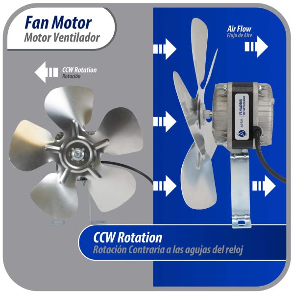 Appli Parts APFM-161E 16W Condenser and Evaporator Fan Motor 115V 60Hz 0.95A, Includes 10in Aluminum Fan Blade and Mounting Base, Universal Replacement for Commercial Refrigeration Units