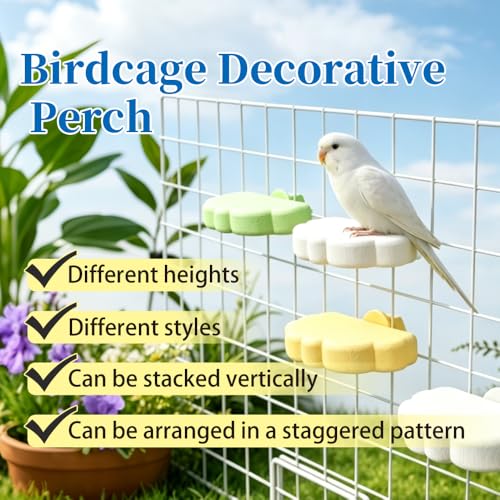 3PCS Parrot Grinding Platforms, Washable Cloud Design Bird Stand with Screw Lock, Natural PLA Material for Nail Beak Care, Cage Accessory - size: S