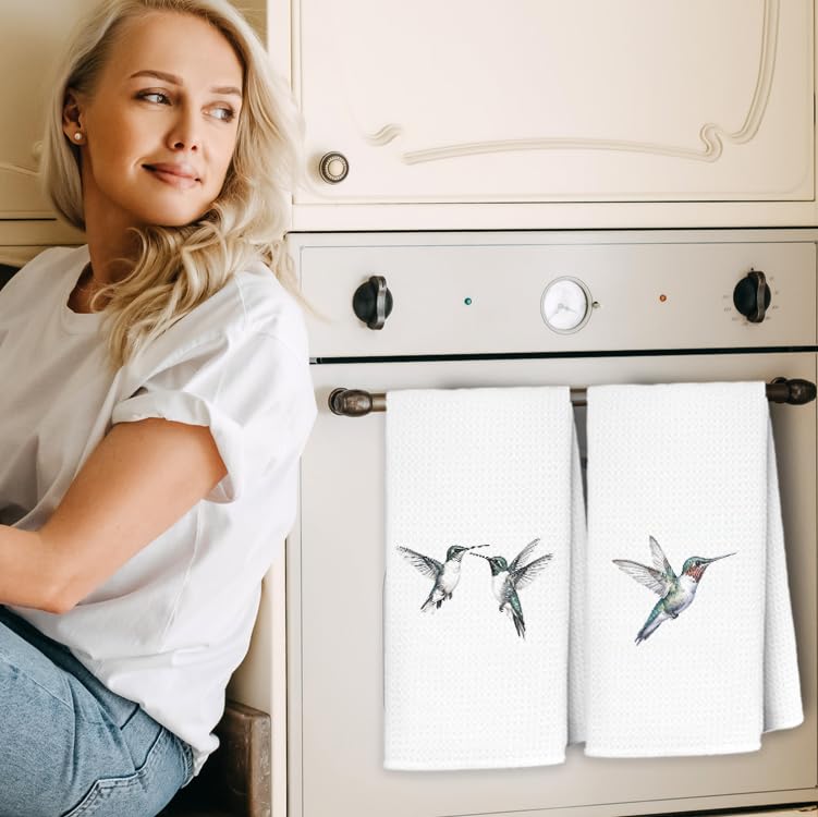 Hummingbirds Kitchen Towels, Hummingbird Gifts for Women Hand Towels for Bathroom Kitchen, Gifts for Bird Lovers Decorative Dish Towels Drying Cloth, 16x24 Inch Set of 2 - color: Bird Towels-c